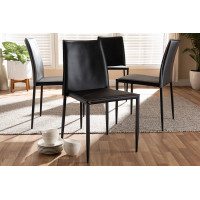 Baxton Studio 150543-Black Pascha Modern and Contemporary Black Faux Leather Upholstered Dining Chair (Set of 4)